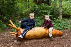 Andrew and Will ride a slug at Northwest Trek 2