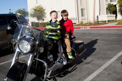 Andrew and Will on Grandpa Allen's motorcycle