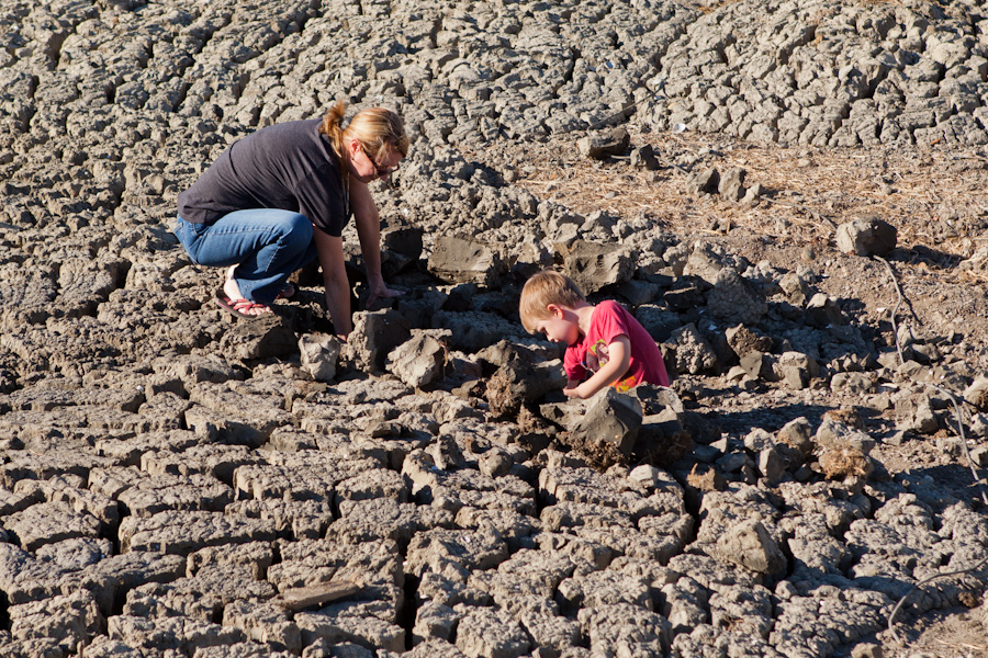 Grandma Deb and Will play in the mud