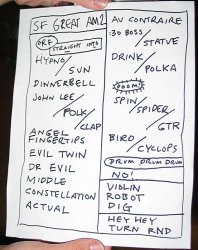 Set list from the second show, April 29, 2003