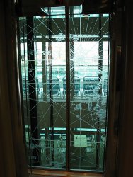 An elevator door -- the elevators were all glass and had great views out the side of the ship