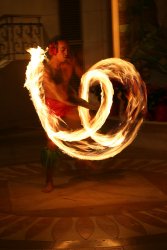 The great fire dancer at the wedding reception