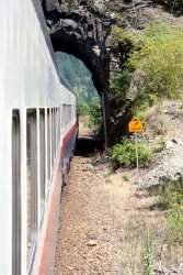 Train entering a tunnel