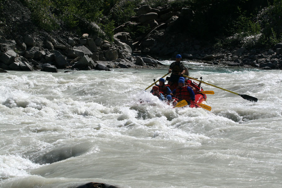 Tyler, Adam and Jessie rafting the Kicking Horse River