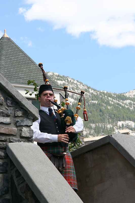 Bagpipe player at the Fairmont Banff Springs