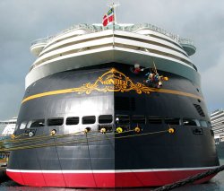 Ship docked in Nassau