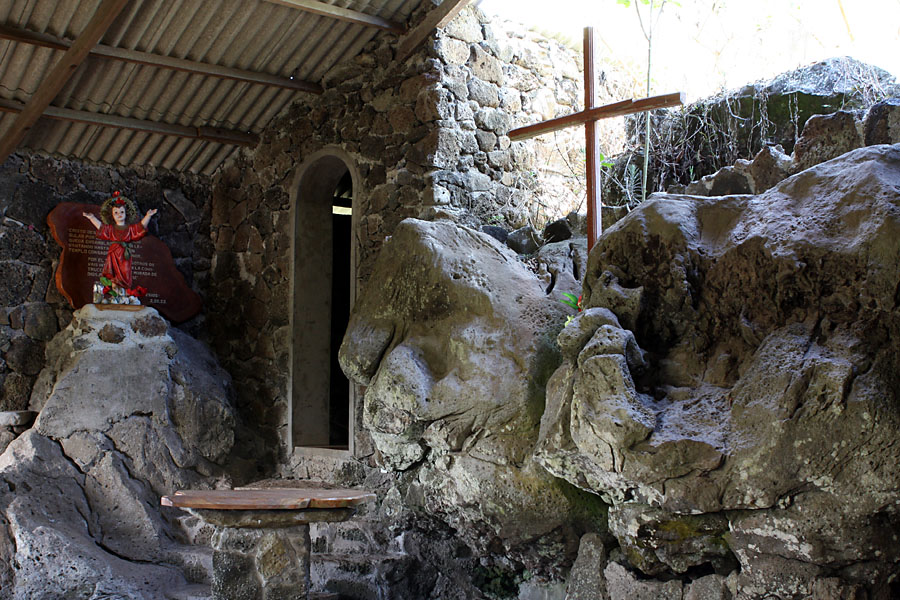 The inside of the locked church