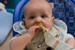 William eats his tasty bib