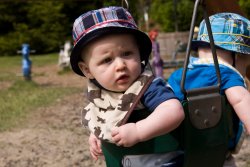 Will and Andy swinging at the park