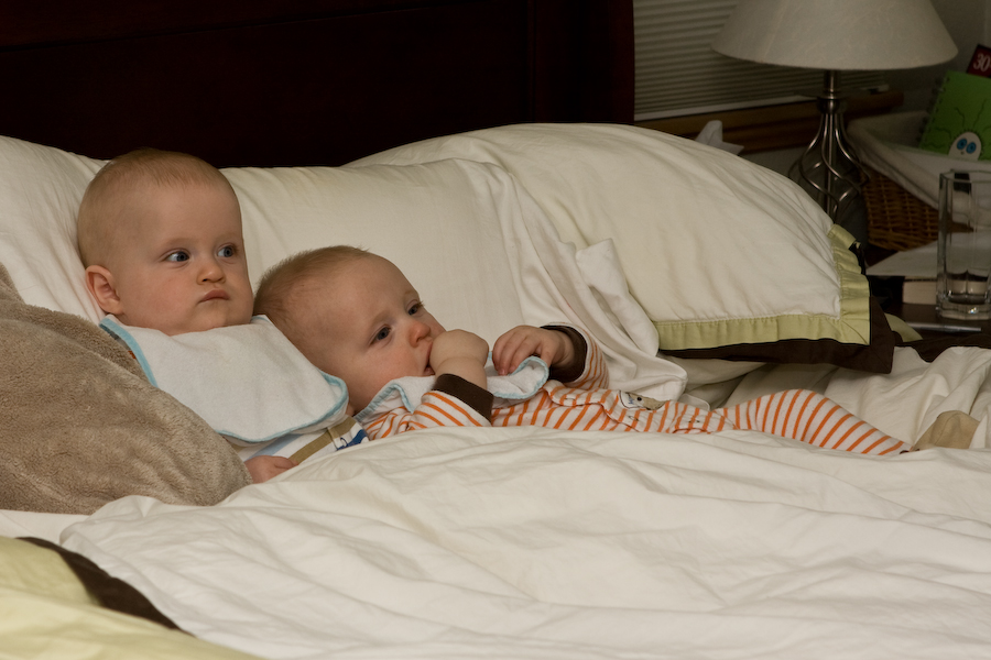 Andy and Will on the bed