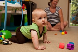 William pretending to crawl