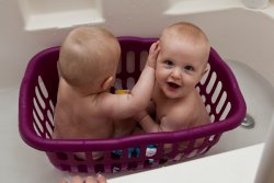 Andy and Will in the tub