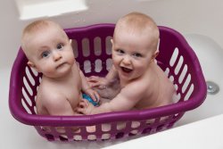 Andy and Will in the tub