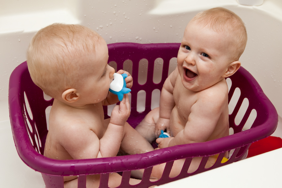 Andy and Will in the tub