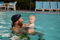 Grandpa Steve and Will in the pool