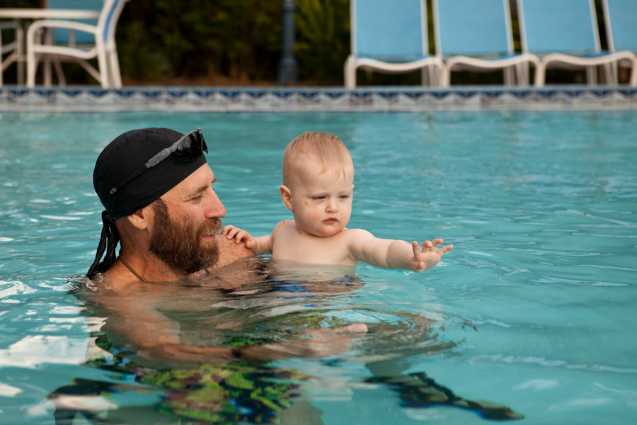 Grandpa Steve and Will in the pool