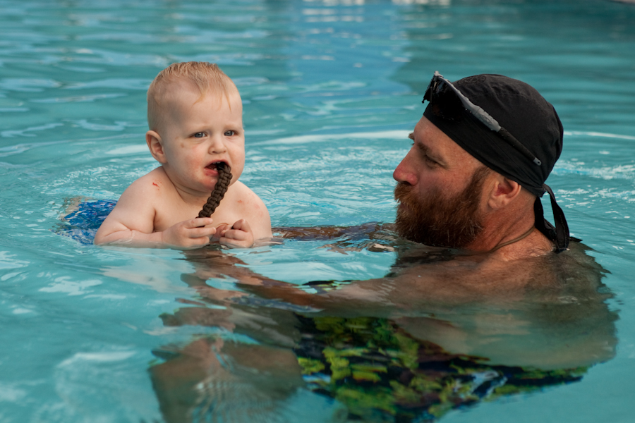 Grandpa Steve and Will in the pool