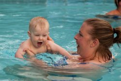 Andy and Bekki in the pool