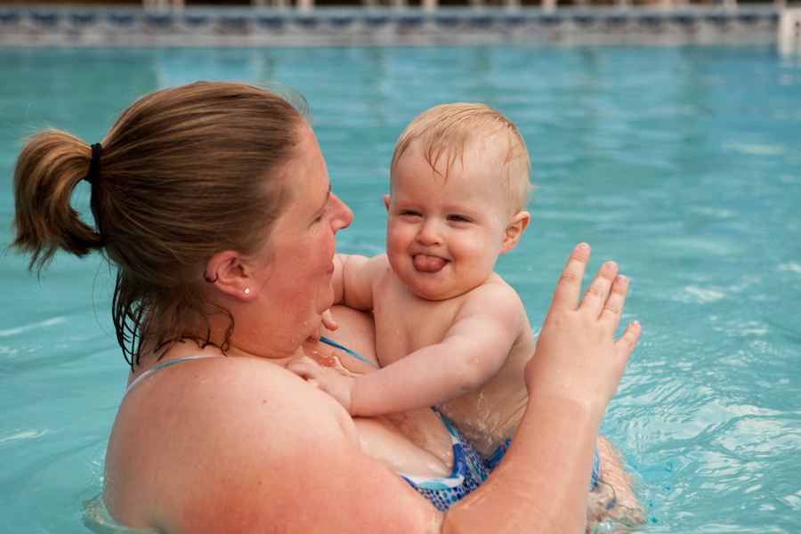 Bekki and 'Captain Tongue' Andy in the pool