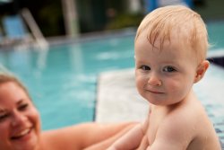 Aunt Jessie and 'Sir Smirks-a-Lot' Andy in the pool