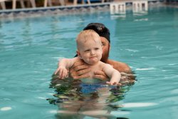 Will and Grandpa Steve in the pool