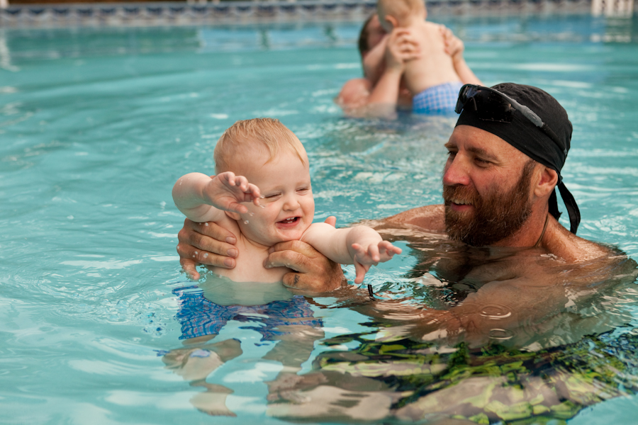 Will and Grandpa Steve in the pool