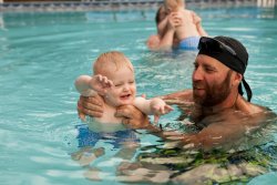 Will and Grandpa Steve in the pool