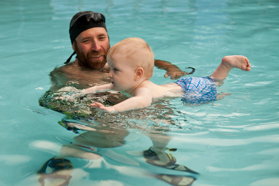 Grandpa Steve and 'Water Ballet' Will in the pool