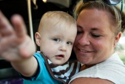 Andy and Aunt Jessie on a bus