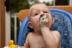 Andrew eating cake and/or his hand