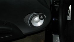 Front speakers, custom tweeter bracket (stock position is far too high), sans speaker grill