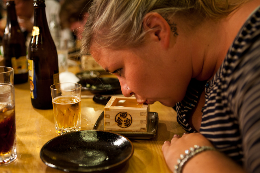 Jessie slurping sake