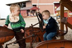 Will and Andy on the tractor