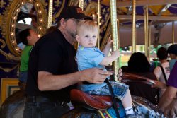 Andy riding the anteater with Grandpa Allen 1