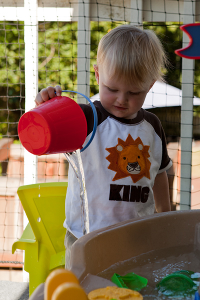 William pouring water