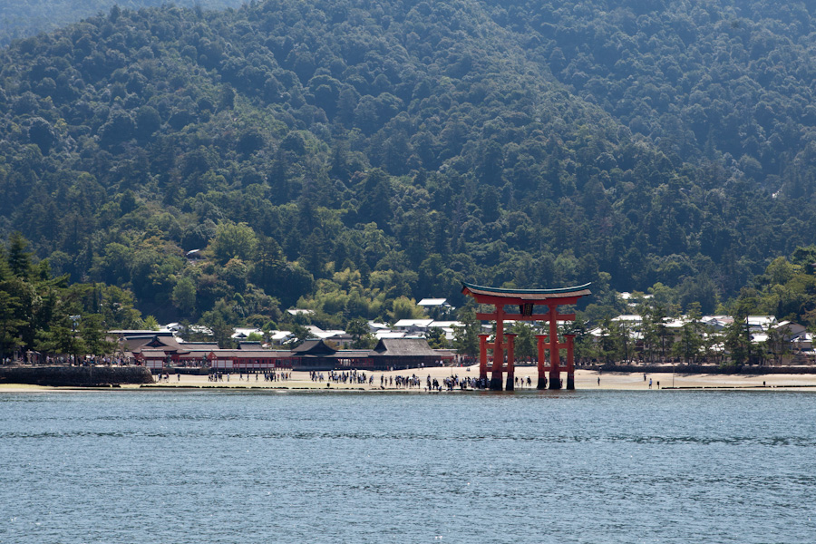 Itsukushima Shrine torii from the boat