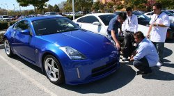 Checking out Yuichi's custom front bumper