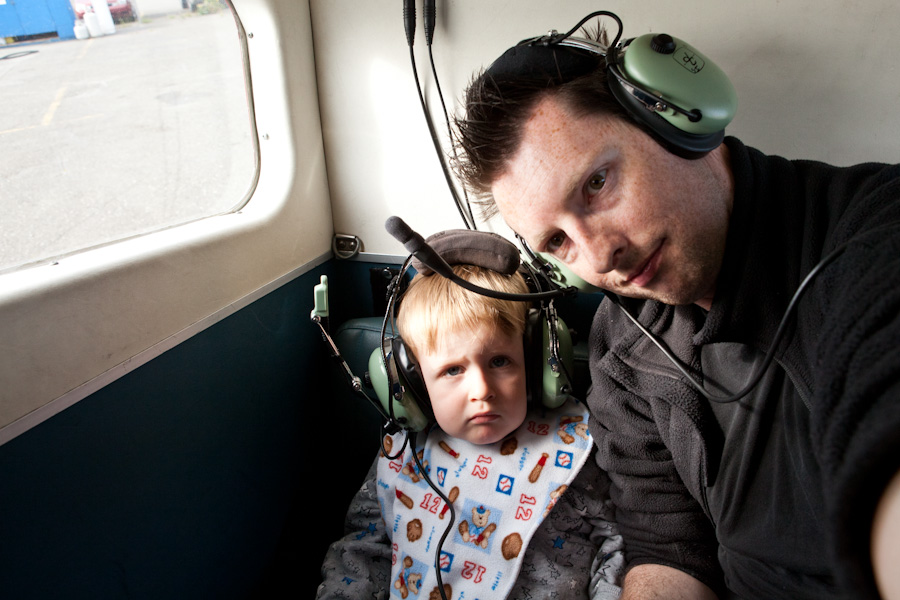 Andrew and Adam in the back of the plane