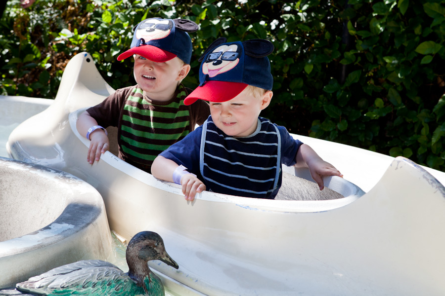 Will and Andrew boating at Remlinger Farms