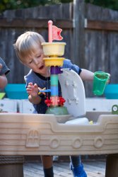 Andrew attempts to drink pirate ship water