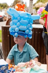 Andrew's birthday balloon hat