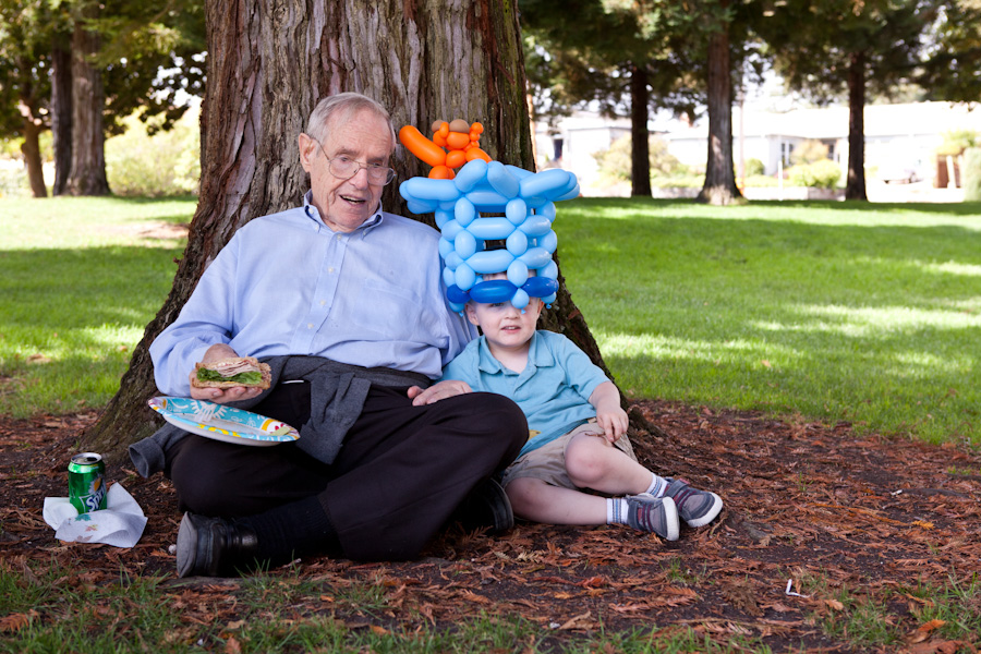 Great-Grampie eats lunch with Andrew