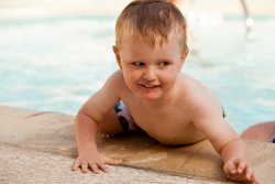 Will's crazy face as he slithers out of the pool