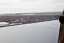 Barrow, Alaska from the plane. You can see the airport.