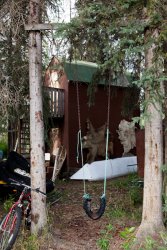 Tire swing, redefined, at Jack Reakoff's in Wiseman, Alaska