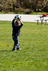 Andrew practicing his throw in