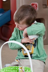 Will hugging his bunny