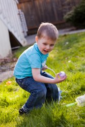 Andrew is triumphant in his egg search