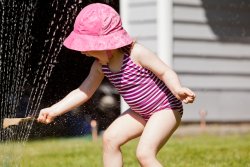 Kate in the sprinkler 3