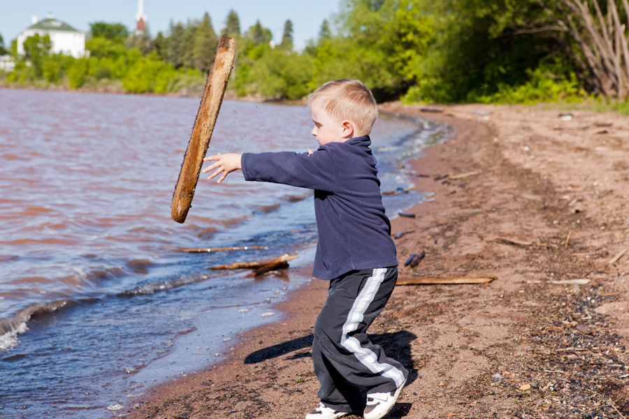 Andrew throwing more driftwood